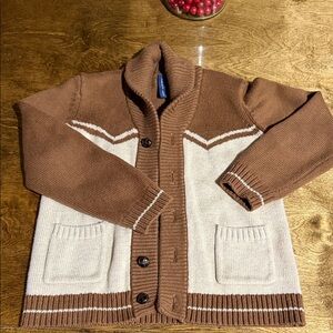 Janie and Jack Two-Tone Brown Cardigan